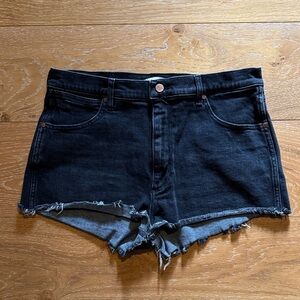 Wrangler Black Denim Raw-Hem Jean Shorts